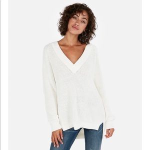 Express oversized v-neck shaker knit sweater
